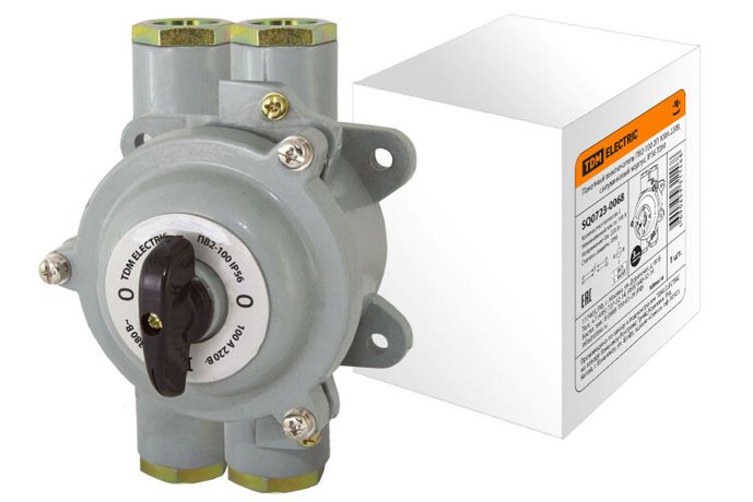 Пакетный выключатель ПВ2-100 2П 100А 220В, силуминовый корпус, IP56 | SQ0723-0068 TDM