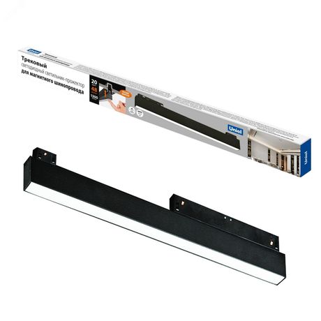 Белый свет (4000К) Черный ТМ Uniel - UL-00008744 Светильник-прожектор ULB-M70-20W/4000K/35 BLACK линейный светодиодный трековый Для магнитных шинопроводов 2000 Лм