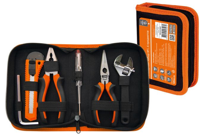 Слесарный набор №1, 6 предметов, тканевый чехол, "Гранит" | SQ1014-0201 TDM