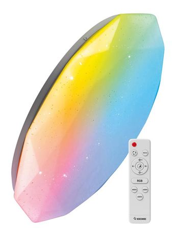 Светильник светодиодный PREMIUM DIAMOND-RGB 75Вт 230В 3000-6500К 6000лм IP40 502х83мм настенно-потолочный управляемый с пультом ДУ RGB подсветкой КОСМОС KSDiamRGB75W