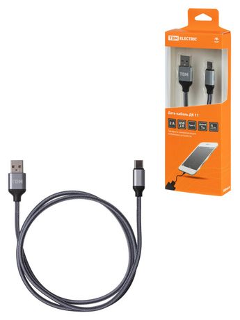 ДК 11 USB - Type-C 1 м тканевая оплетка серый | SQ1810-0311 TDM Дата-кабель