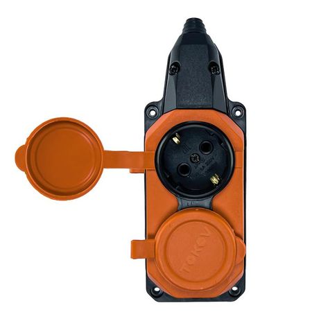 Колодка удлинителя 2-м с заземл. 16А IP44 каучук оранж. TOKOV TKE-C10-KK2-Z ELECTRIC