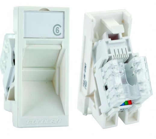 Модуль розеточный Mosaic угловой категория 6 UTP 1xRJ45 T568A/B белый 22.5x45.0мм - 16A-U6-03WT Eurolan