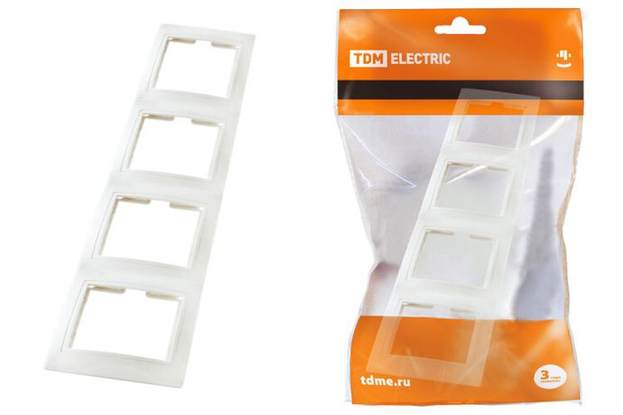 Рамка 4-х постовая вертикальная белая "Таймыр" | SQ1814-0029 TDM