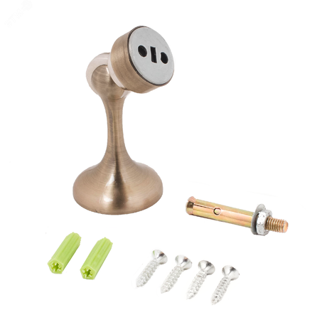 Ограничитель дверной магнитный с фиксацией, настенный, СТАНДАРТ 102 AB прямой старая бронза - 12584 ПТК