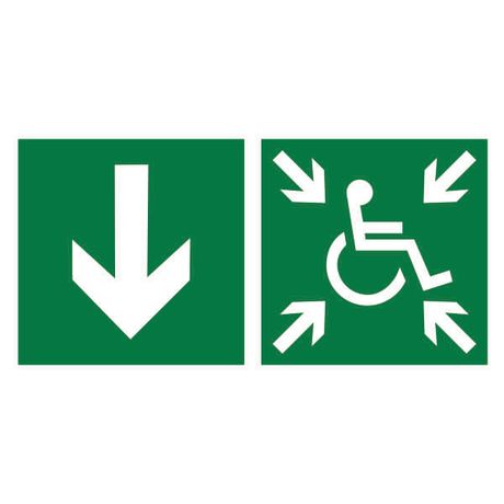 Знак безопасности BL-3015A.E79"Указ. двери пункта сбора(безоп.зоны)МГН(лев.)" | a19614 Белый свет BS