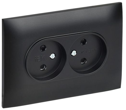 Розетка 2-м SKANDY 10А без заземл. защ. шторки в сборе SK-R09Bl черн. IEK SK-R23-10-K02-F