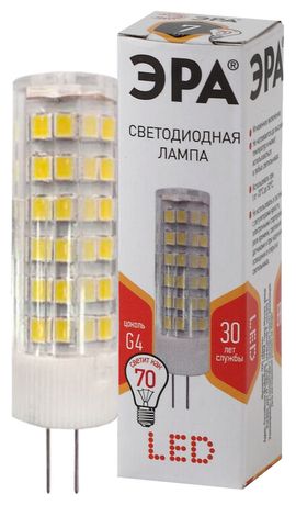 Лампа светодиодная LED 7 Вт 560Лм 2700К капсула теплый G4 170-265В JC-7W-220V-CER-827-G4 Standart - Б0027859 ЭРА