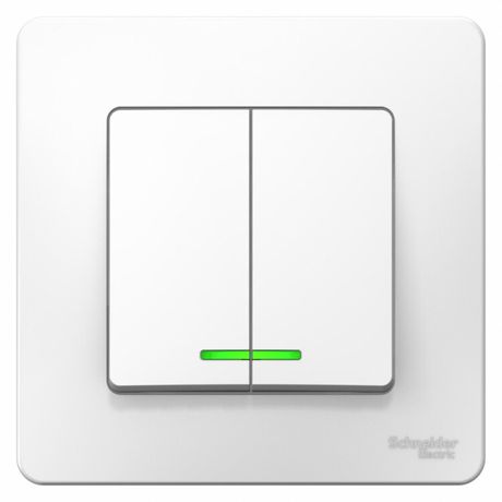 Выключатель 2-кл. СП Blanca 6А IP20 (сх. 5) 250В с подсветкой бел. SE BLNVS006511 APC