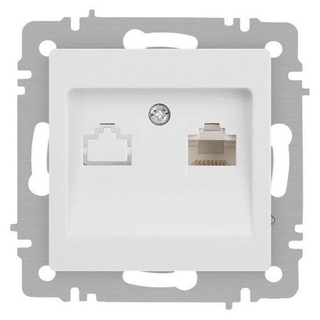 Розетка компьютерная 1-м СП Accent 6-303-01М RJ45 IP20 бел. матов. Intro Б0063625 ЭРА