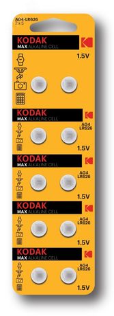 Батарейка Kodak AG4 (377) LR626, LR66 [KAG4-10] MAX Button Cell (100/1000/98000) - Б0044709 KODAK арт. Б0044709