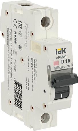 Выключатель автоматический однополюсный M10N 1P D 16А 10кА ARMAT | AR-M10N-1-D016 IEK