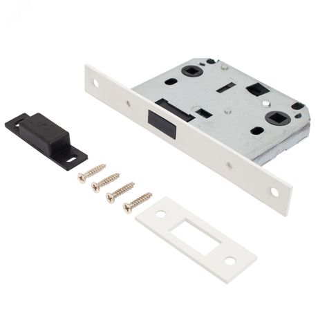 Защёлка Аллюр АРТ L7050-MS W матовый белый магнитная без ручек с фиксатором - 14543 ПТК