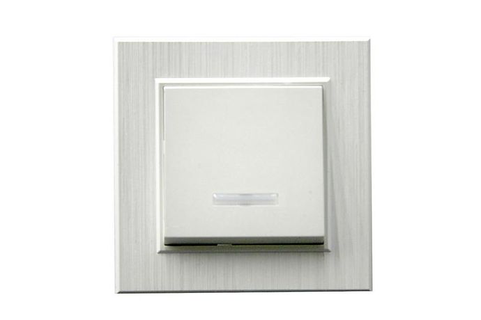 Выключатель 1-клав. с подсветкой Karea LINE STAR жемчуж. Makel 86100021