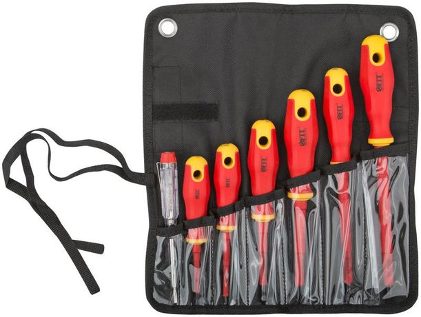 Набор отверток изолированных 1000 В CrV сталь прорезин. ручки нейлоновом конверте 6шт+ 1 индикаторная FIT 56130 РОС