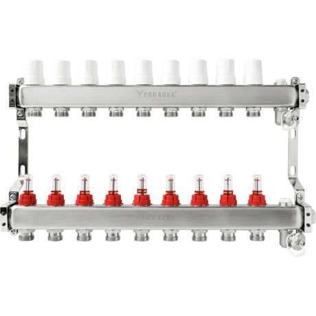 Блок коллекторный с расходомерами 9 выходов, 530 мм, 1 x 3/4 - V500MB.09 PRO AQUA