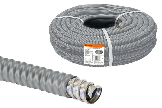 Металлорукав в ПВХ-изоляции Р3-Ц-П 38 серый без протяжки (20м) | SQ0407-0438 TDM