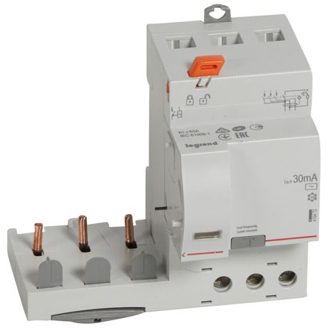 Дифференциальный блок DX3 - тип AC 30 мА 3П 400 В~ 63 А 3 модуля | 410472 Legrand