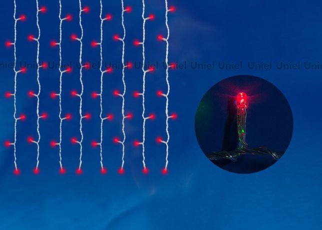 Гирлянда занавес светодиод. ULD-C2030-240/DTA RED IP20 с контроллером 240led 2х3м прозр. красн. UNIEL 06741