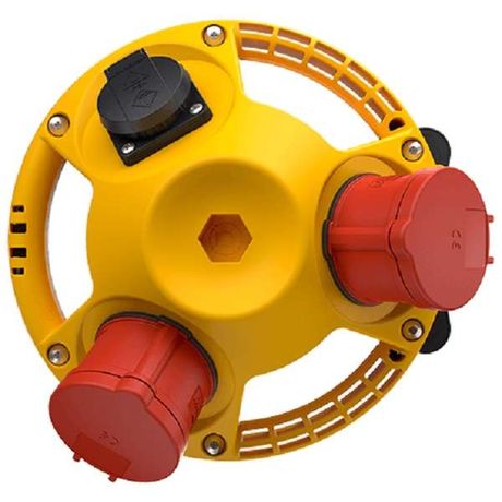 Комбинация розеток 3KRAFT 1хSCHUKO 16А230В и 2хСЕЕ 16А6ч5п400В IP44 черн./желт. Mennekes 94352GE