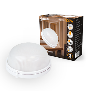 Светильник "Банник" 100Вт E27 IP54 240х108х255мм НБП круг настенно-потолочный GAUSS 926602101