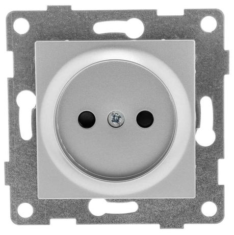 Розетка однопостовая Ugra б/з с з/ш, механизм, 16А, 250В, серебро - С11Р2-004 GUSI