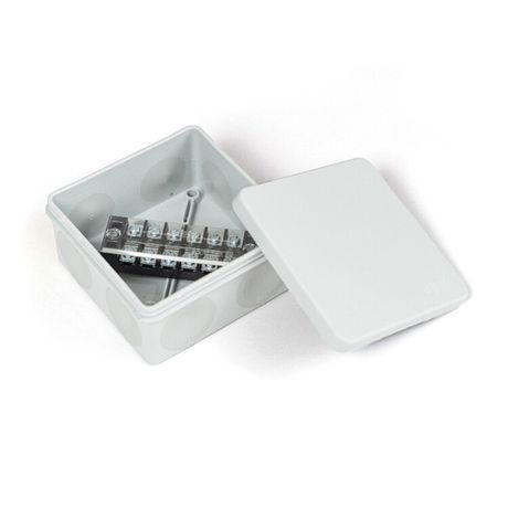 Коробка распределительная двухкомпонентная (HF) в комплекте с 6-кл. зажимами, сечение до 2,5 мм², 100х100х50 серая IP66| PR80.0172 | Промрукав Строитель