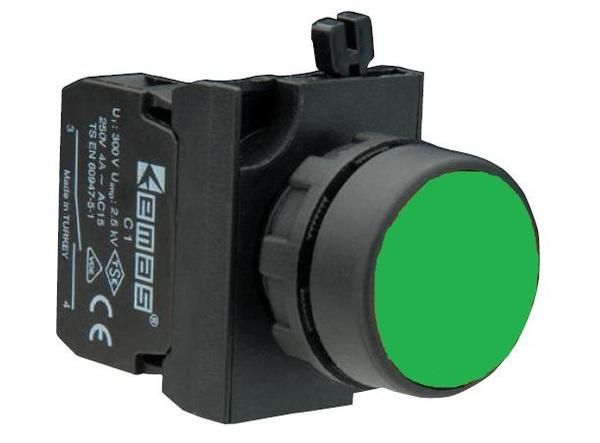 Кнопка нажимная круглая зел. (1НО) EMAS CP100DY