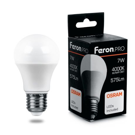 Лампа светодиодная .PRO LB-1007 Шар E27 7W 4000K OSRAM LED | 38024 Feron