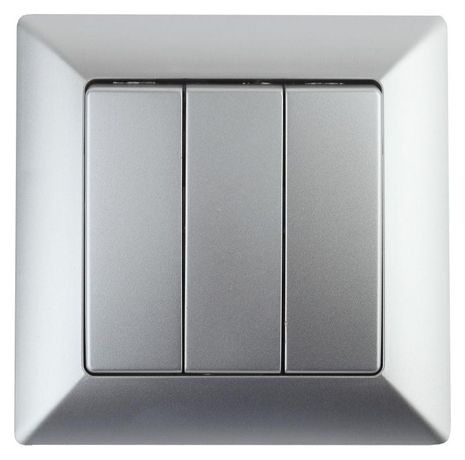 Выключатель тройной, 10А-250В, СУ, Solo, алюминий,4-106-03 - Б0043300 ЭРА
