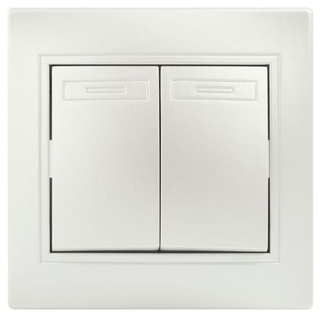 Выключатель двухклавишный, в рамку (скрытого монтажа) перламутр 10А 250В Intro Plano 1-104-06 - Б0053767 ЭРА