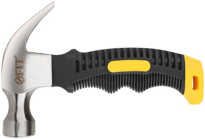 Молоток-гвоздодер, укороченный, фиброглассовая обрезиненная ручка 25 мм, 225 гр - 44770 РОС