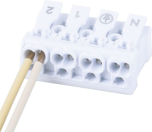 Монтажная пружинная клемма для подключения фазных проводников 4 полюса, без креплений, LD294-4004 (100шт в упак) - 32735 FERON