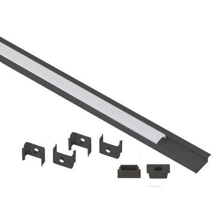 Комплект с врезным анодированным профилем 2206B 22х6мм, 2м, черный САВ251 | Б0062792 ЭРА