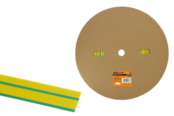 Термоусаживаемая трубка ТУТнг 20/10 желто-зеленая (100 м/ролл) | SQ0518-0052 TDM