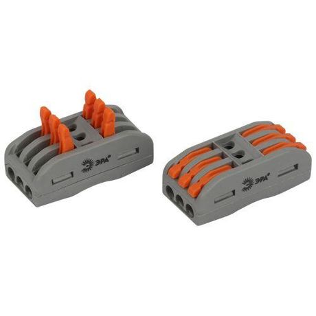 Клемма проходная 222-2413 с рычагами 3 полюса 0.08-2.5/4 мм2 NO-225-395 упаковка 15 шт - Б0067908 ЭРА