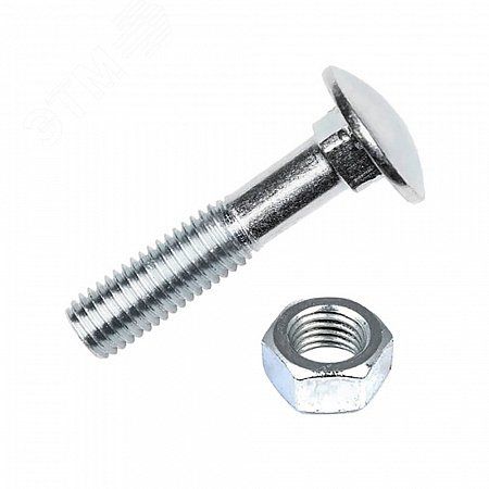 Болт DIN603 мебельный оцинк. М6х80 с гайкой (6 шт) - пакет Tech-Krep 108766