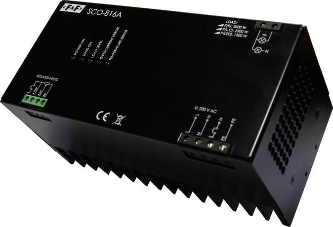 Регулятор освещенности SCO-816A (регулятор яркости освещения для всех типов ламп мощность до 3500Вт; с аналог. выходом 1-10В напряжение управления; 8-230В; AC/DC; монтаж на DIN-рейке; 230В IP20) F&F EA01.006.012 Евроавтоматика EA01.006.018
