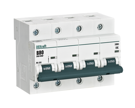 Автоматический выключатель 4Р 80А х-ка B ВА-201 10кА | 13046DEK DEKraft APC