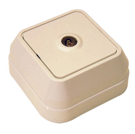 Розетка телевизионная TV 1-м ОП 16А IP20 крем. Makel 45207