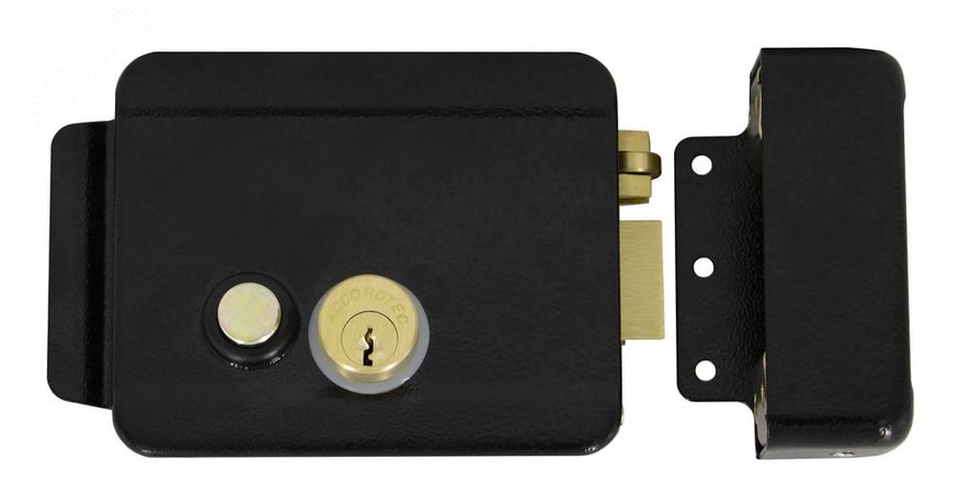 Замок электромеханический, накладной, универсальный (дверь наружу, внутрь), ролик взвода пружины, блокировка ключом в закрытом состоянии, сталь,цвет черный - AT-EL101B AccordTec AT-01346