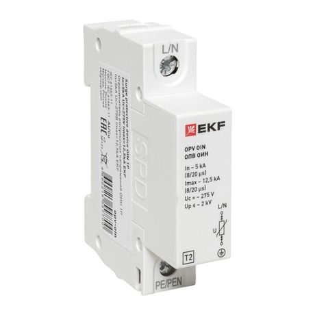 Ограничитель импульсных напряжений ОИН 1Р In=5kA Un=275B Imax=12,5kA | opv-oin EKF
