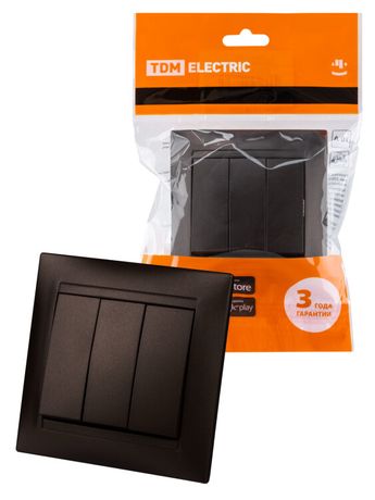 Выключатель 3-х кл. 10А шоколад "Лама" | SQ1815-0503 TDM