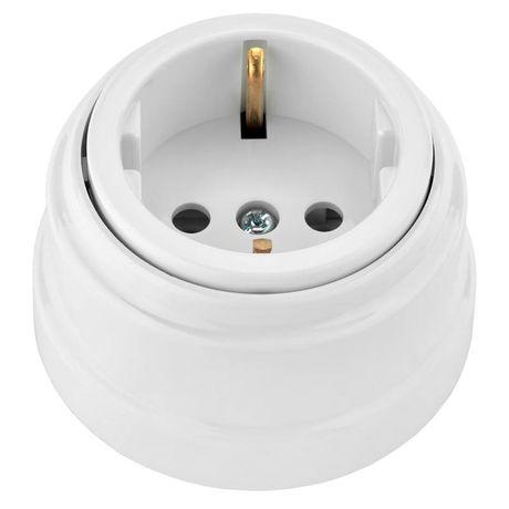 Розетка 1-м ОП РЕТРО 16А с заземл. бел. Bylectrica РА16-0202