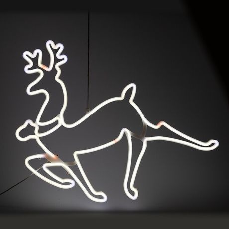 Неоновая фигура Олень, холодный белый свет, ENIOF - 14 , 64*60 см, 220V, длина провода 1 м, IP44 | Б0051952 ЭРА