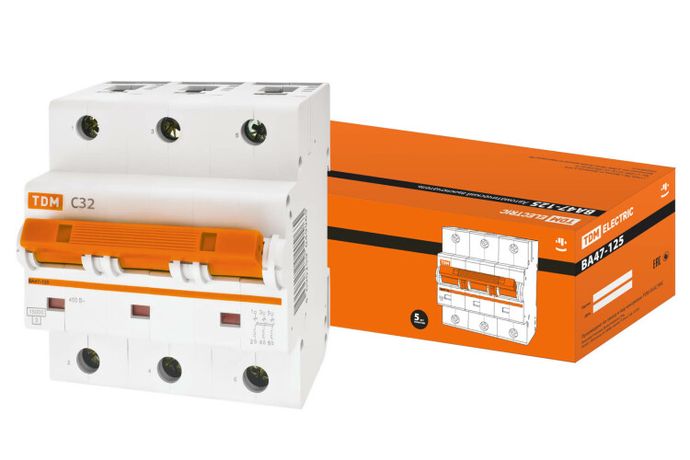 Выключатель автоматический трехполюсный ВА47-125 32А C 15кА | SQ0208-0077 TDM