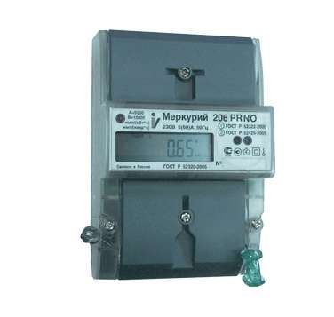 Счетчик Меркурий 206 PRNO 1ф 5-60А класс точн. 1.0/2.0 многотариф. оптопорт RS-485 на DIN-рейку ЖКИ Моск. вр. Инкотекс М0000052520 34801