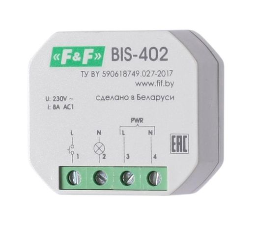 Реле импульсное BIS-402 (для установки в монтажную коробку 230В 8А 1Z IP40) F&F EA01.005.002 Евроавтоматика