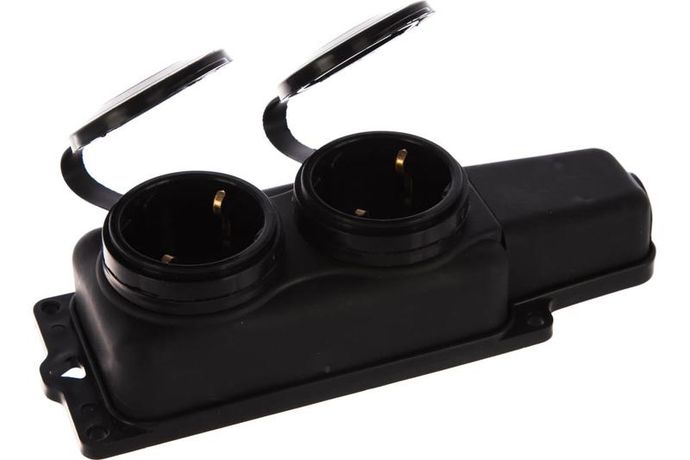 Колодка удлинителя 2-м с заземл. 16А IP44 1ф 250В защ. крышки каучук черн. БЕЛТИЗ РП 16-232 Bylectrica