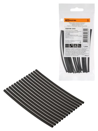 Набор трубок термоусаживаемых, клеевых "Моноцвет, черный 2,4/0,8 " | SQ0548-3202 TDM